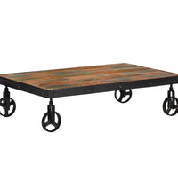 Couchtisch mit Rädern 100x60x26 cm Altholz Massiv