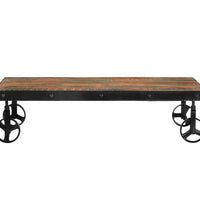 Couchtisch mit Rädern 100x60x26 cm Altholz Massiv