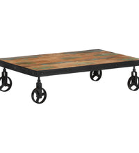 Couchtisch mit Rädern 100x60x26 cm Altholz Massiv