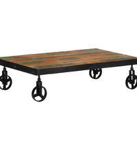 Couchtisch mit Rädern 100x60x26 cm Altholz Massiv