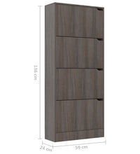 Schuhschrank mit 4 Türen Grau Sonoma-Eiche 59x24x136 cm