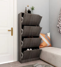 Schuhschrank mit 4 Türen Grau Sonoma-Eiche 59x24x136 cm