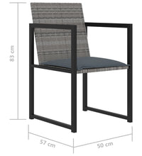 5-tlg. Garten-Essgruppe mit Kissen Poly Rattan Grau