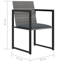 7-tlg. Garten-Essgruppe mit Kissen Poly Rattan Grau