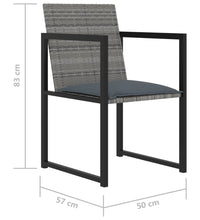 9-tlg. Garten-Essgruppe mit Kissen Poly Rattan Grau