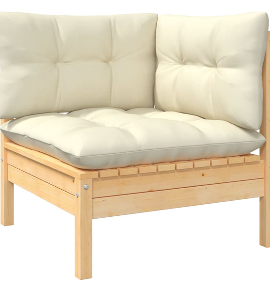 Garten-Ecksofa mit Kissen in Creme Massivholz Kiefer