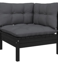 2-Sitzer-Gartensofa mit Kissen Schwarz Massivholz Kiefer