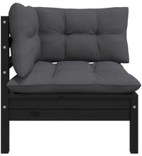 2-Sitzer-Gartensofa mit Kissen Schwarz Massivholz Kiefer