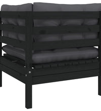 2-Sitzer-Gartensofa mit Kissen Schwarz Massivholz Kiefer