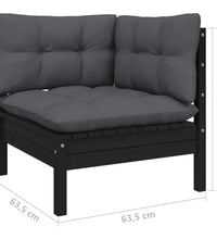 2-Sitzer-Gartensofa mit Kissen Schwarz Massivholz Kiefer