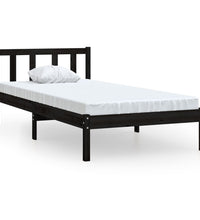 Massivholzbett Schwarz Kiefer 90x190 cm