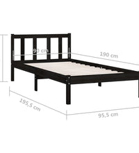 Massivholzbett Schwarz Kiefer 90x190 cm