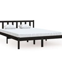 Massivholzbett Schwarz Kiefer 135x190 cm