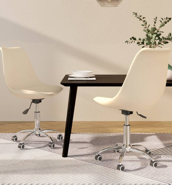 Esszimmerstühle 2 Stk. Drehbar Creme Stoff