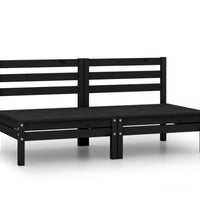 2-Sitzer-Gartensofa Schwarz Kiefer Massivholz