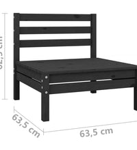 2-Sitzer-Gartensofa Schwarz Kiefer Massivholz