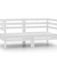 2-Sitzer-Gartensofa Weiß Kiefer Massivholz