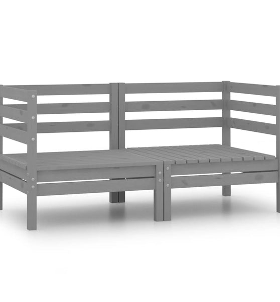 2-Sitzer-Gartensofa Grau Kiefer Massivholz