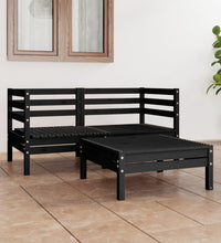 3-tlg. Garten-Lounge-Set Schwarz Massivholz Kiefer