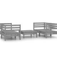 5-tlg. Garten-Lounge-Set Grau Kiefer Massivholz