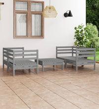 5-tlg. Garten-Lounge-Set Grau Kiefer Massivholz