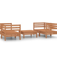 5-tlg. Garten-Lounge-Set Honigbraun Massivholz Kiefer