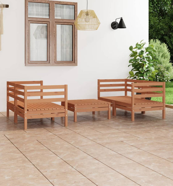 5-tlg. Garten-Lounge-Set Honigbraun Massivholz Kiefer