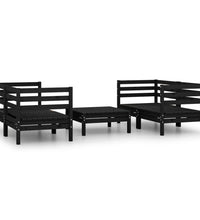 5-tlg. Garten-Lounge-Set Schwarz Massivholz Kiefer