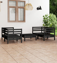 5-tlg. Garten-Lounge-Set Schwarz Massivholz Kiefer