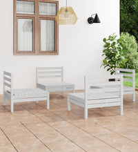 4-tlg. Garten-Lounge-Set Weiß Kiefer Massivholz