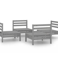 4-tlg. Garten-Lounge-Set Grau Kiefer Massivholz