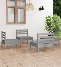 4-tlg. Garten-Lounge-Set Grau Kiefer Massivholz