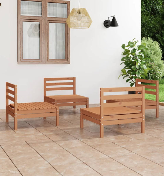 4-tlg. Garten-Lounge-Set Honigbraun Massivholz Kiefer