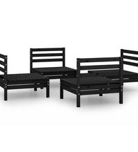 4-tlg. Garten-Lounge-Set Schwarz Massivholz Kiefer