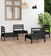 4-tlg. Garten-Lounge-Set Schwarz Massivholz Kiefer