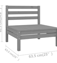 8-tlg. Garten-Lounge-Set Grau Kiefer Massivholz