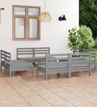 8-tlg. Garten-Lounge-Set Grau Kiefer Massivholz