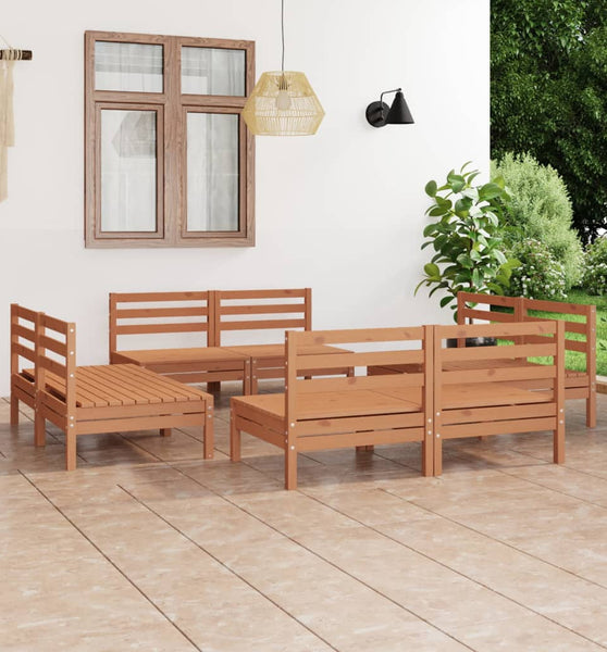 8-tlg. Garten-Lounge-Set Honigbraun Massivholz Kiefer