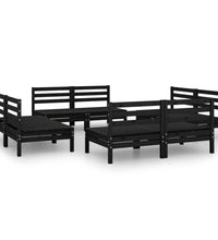 8-tlg. Garten-Lounge-Set Schwarz Massivholz Kiefer