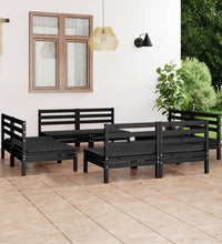 8-tlg. Garten-Lounge-Set Schwarz Massivholz Kiefer