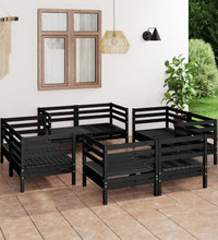 8-tlg. Garten-Lounge-Set Schwarz Massivholz Kiefer