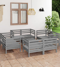 9-tlg. Garten-Lounge-Set Grau Kiefer Massivholz