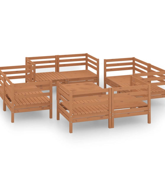 9-tlg. Garten-Lounge-Set Honigbraun Massivholz Kiefer