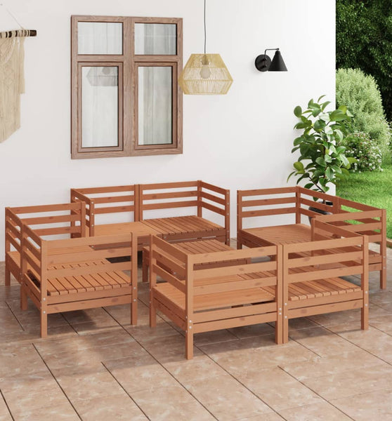 9-tlg. Garten-Lounge-Set Honigbraun Massivholz Kiefer