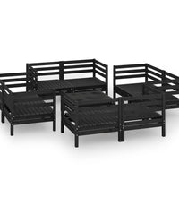 9-tlg. Garten-Lounge-Set Schwarz Massivholz Kiefer