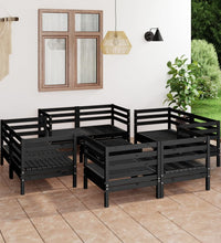 9-tlg. Garten-Lounge-Set Schwarz Massivholz Kiefer