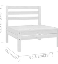 3-tlg. Garten-Lounge-Set Weiß Kiefer Massivholz