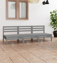 3-tlg. Garten-Lounge-Set Grau Kiefer Massivholz