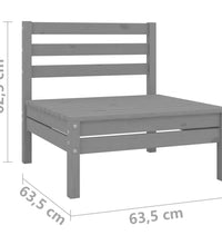 3-tlg. Garten-Lounge-Set Grau Kiefer Massivholz