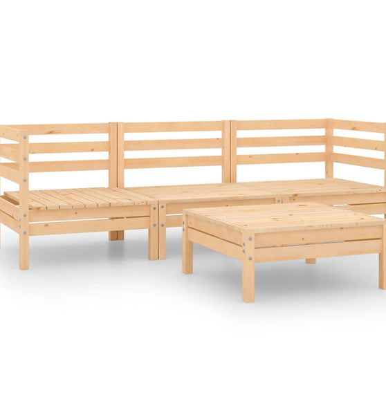 4-tlg. Garten-Lounge-Set Massivholz Kiefer